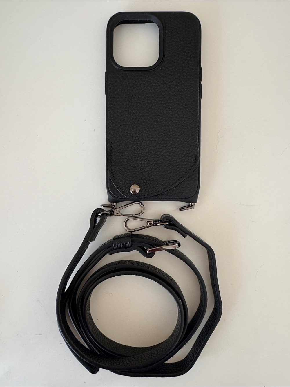 Noemi’s Black Napa Leather Crossbody & Wallet Phone Case with Strap 13 Pro
